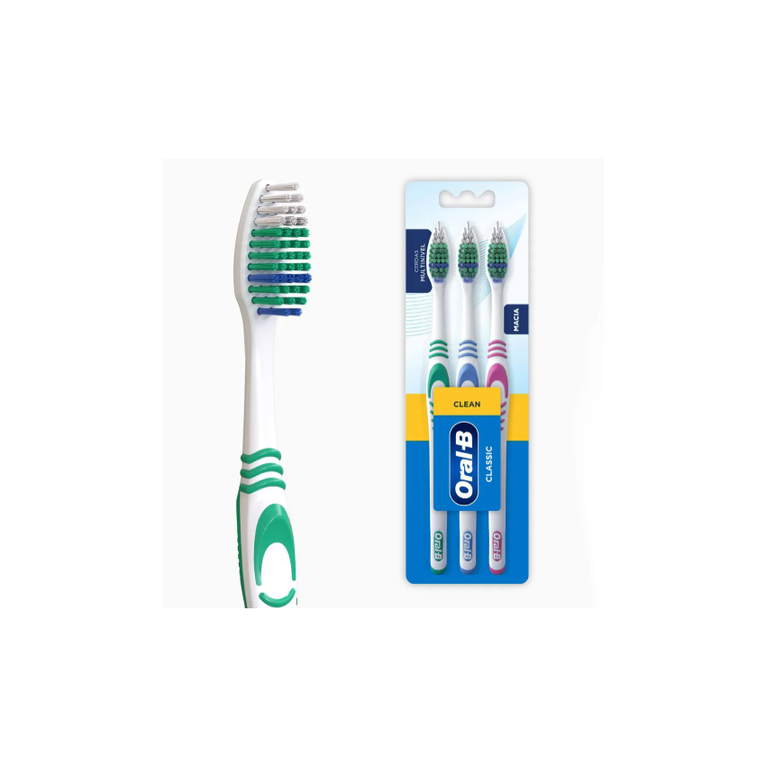ESCOVA DENTAL ORAL B CLASSIC 123 MEDIA 3 UNIDADES