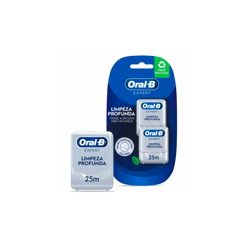 FIO DENTAL ORAL-B EXPERT LIMPEZA PROFUNDA MENTA 25M 2 UND