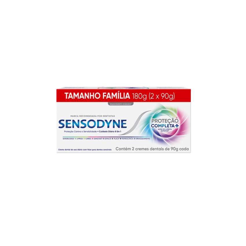 CREME DENTAL SENSODYNE PROTEÇÃO COMPLETA COM 2 UNI DE 90G