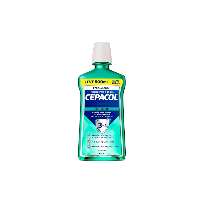 ENXAGUANTE BUCAL CEPACOL MENTA ICE SEM ALCOOL 500ML