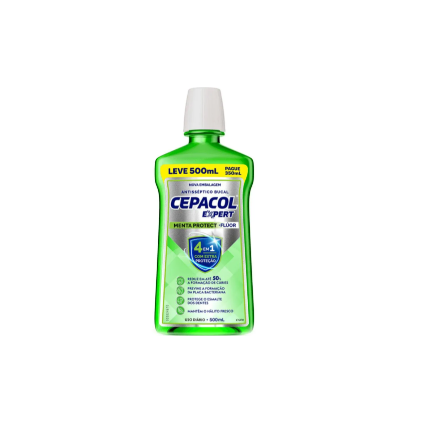 ENXAGUANTE BUCAL CEPACOL MENTA PROTECT+FLUOR L500MLP350ML