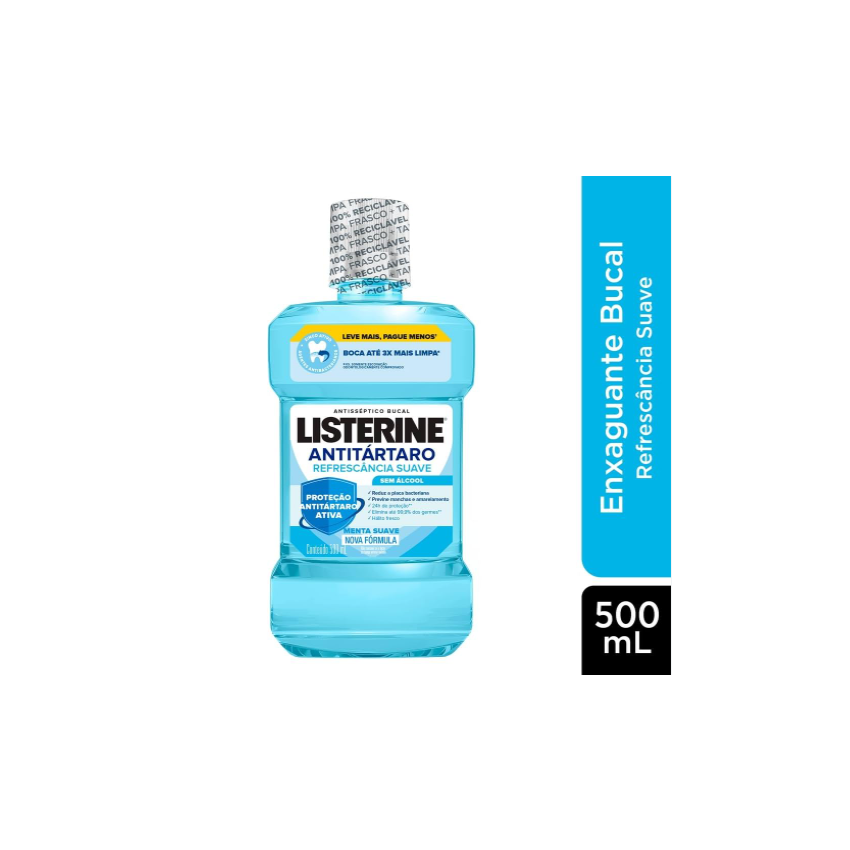 ENXAGUANTE BUCAL LISTERINE ANTI-TARTARO ZERO ALCOOL 500ML