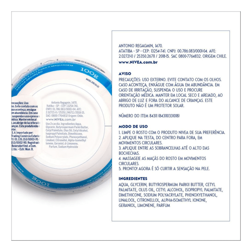 NIVEA FACIAL CREME NUTRITIVO COM 100G 