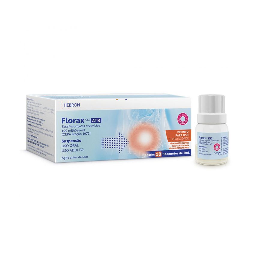FLORAX SM ATB SUSPENÇÃO COM 10 FLACONETE DE 5ML-FRAMBOESA-