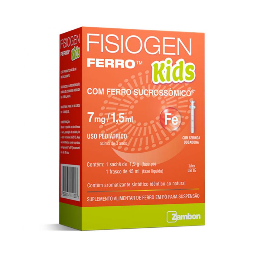 FISIOGEM FERRO KIDS 7MG SABOR LEITE COM 1,5 ML
