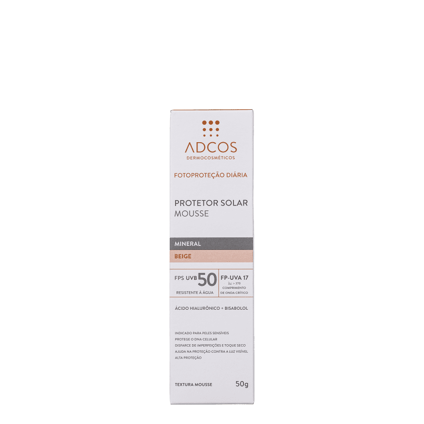 ADCOS PROTETOR SOLAR MOUSSE FPS50 BEGE 50G