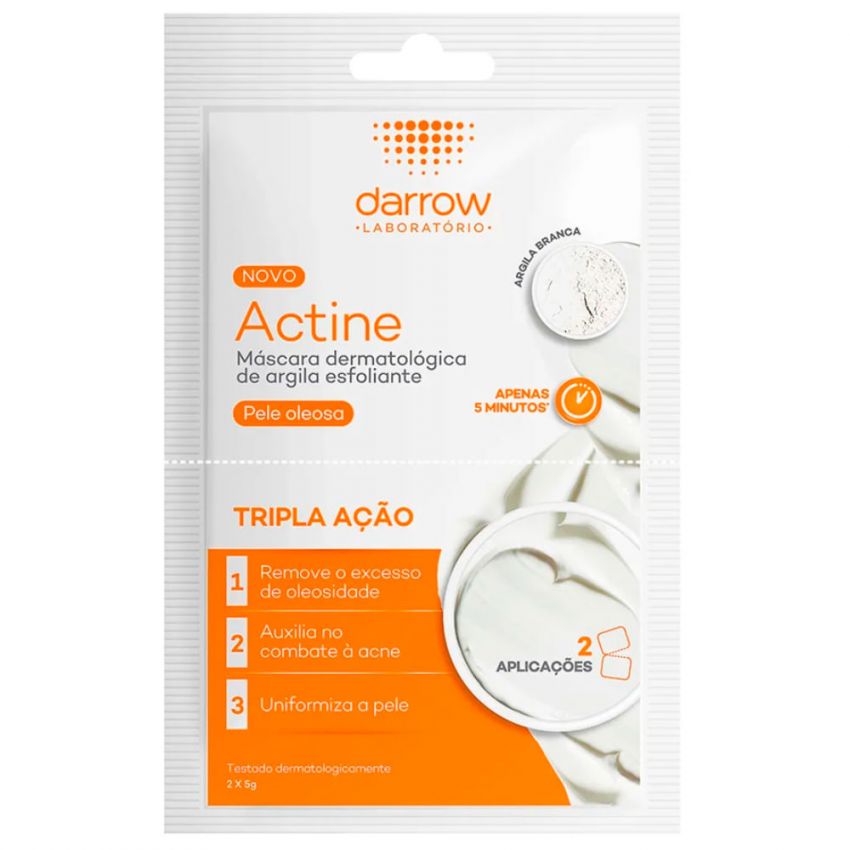 MÁSCARA FACIAL DE ARGILA ESFOLIANTE ACTINE COM 2 SACHES 5G