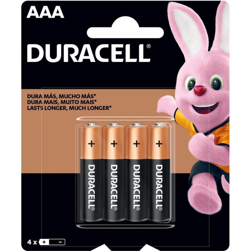 PILHAS DURACELL AAA COM 4 UNIDADES