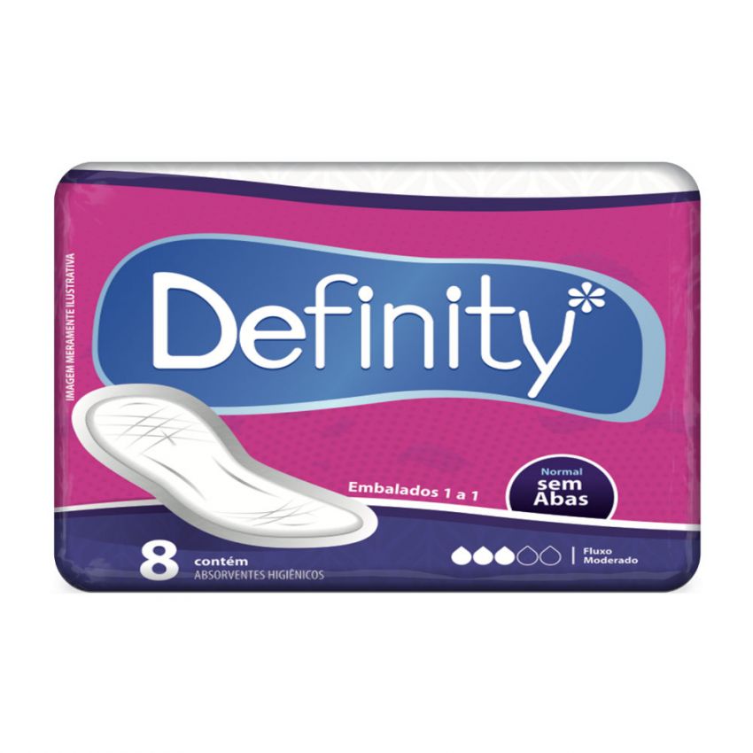 ABSORVENTE DEFINITY NORMAL SEM ABAS COM 8 UNIDADES