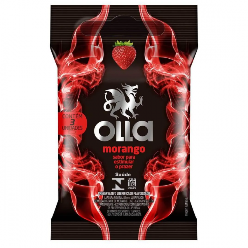PRESERVATIVO OLLA MORANGO COM 3 UNIDADES