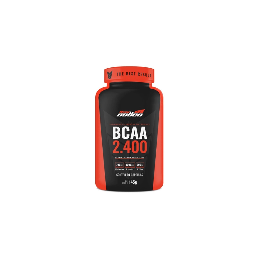 BCAA 2.400 NEW MILLEN FRASCO COM 60 CÁPSULAS