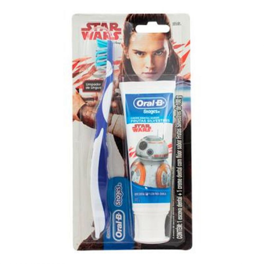 ESCOVA DENTAL ORAL-B STAGES INFANTIL STARWARS+CREME DENTAL