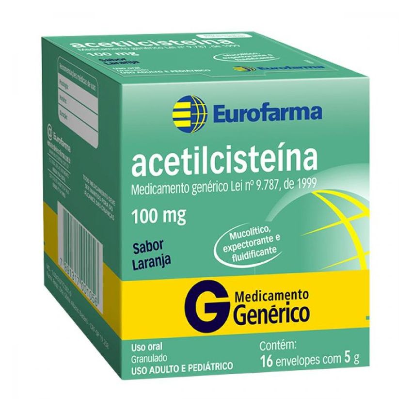 ACETILCISTEINA 100MG COM 16 ENVELOPES EUROFARMA