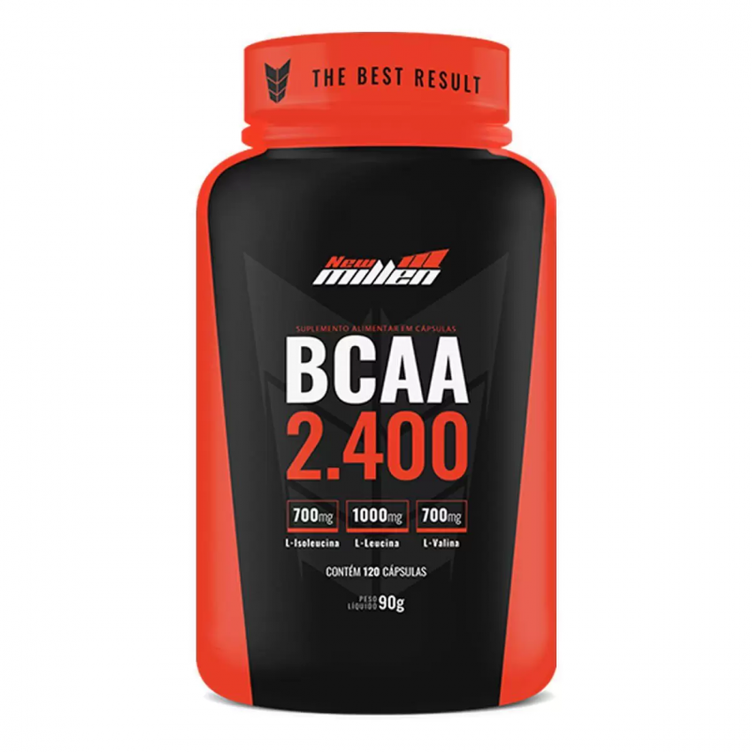 BCAA 2.400 NEW MILLEN FRASCO COM 120 CÁPSULAS