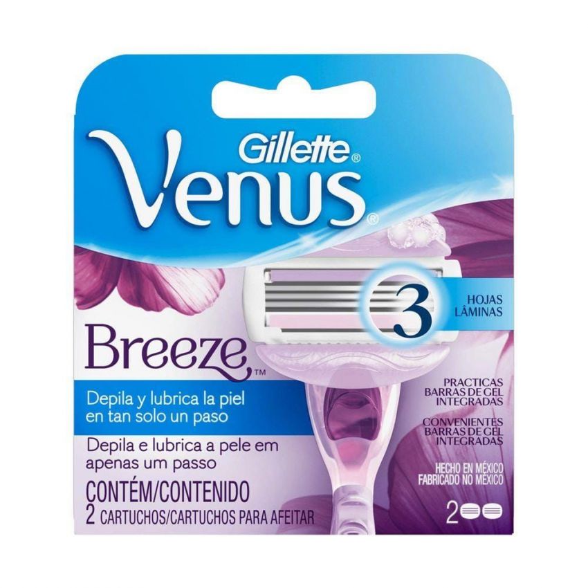 CARGA GILLETE VENUS BREEZE 3 LÂMINAS COM 2 UNIDADES