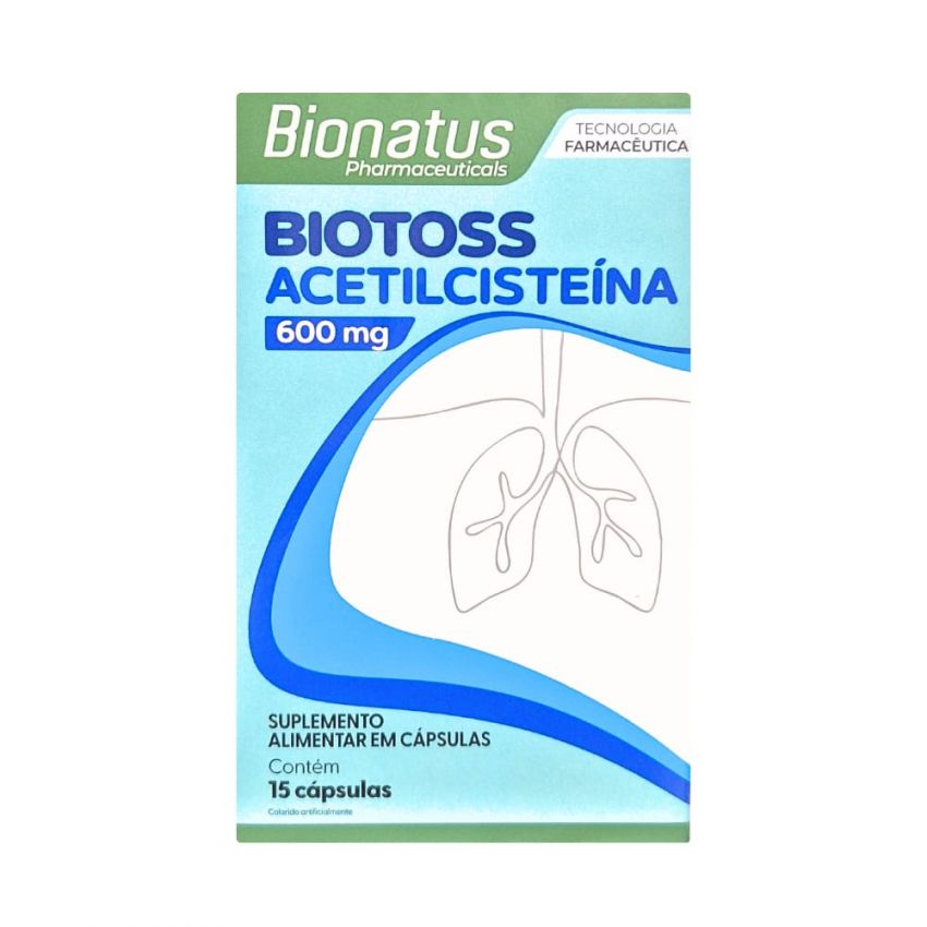 BIOTOSS ACETILCISTEINA 600MG COM 15 CAPSULAS 