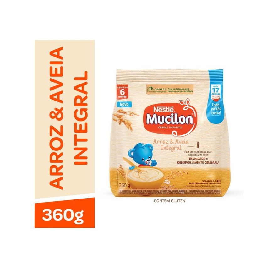 MUCILON SACHÊ ARROZ E AVEIA INTEGRAL COM 360 GRAMAS
