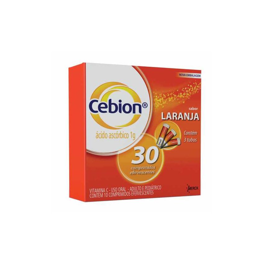 CEBION 1G COM 30 COMPRIMIDOS EFERVECENTES SABOR LARANJA