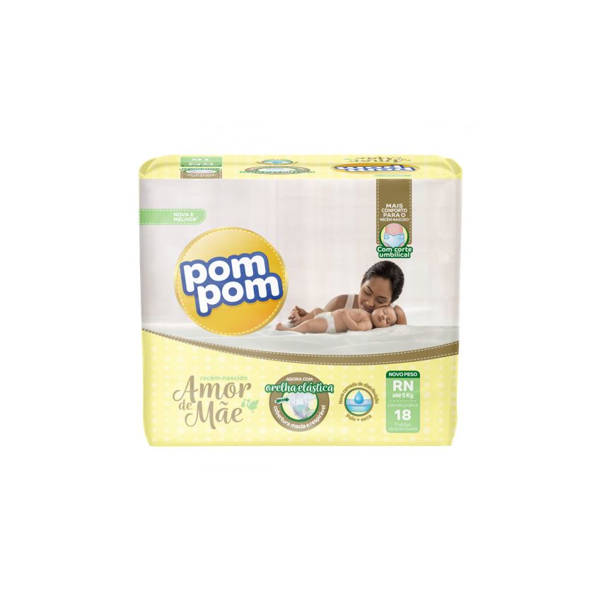 FRALDA POM POM RN COM 18 UNIDADES