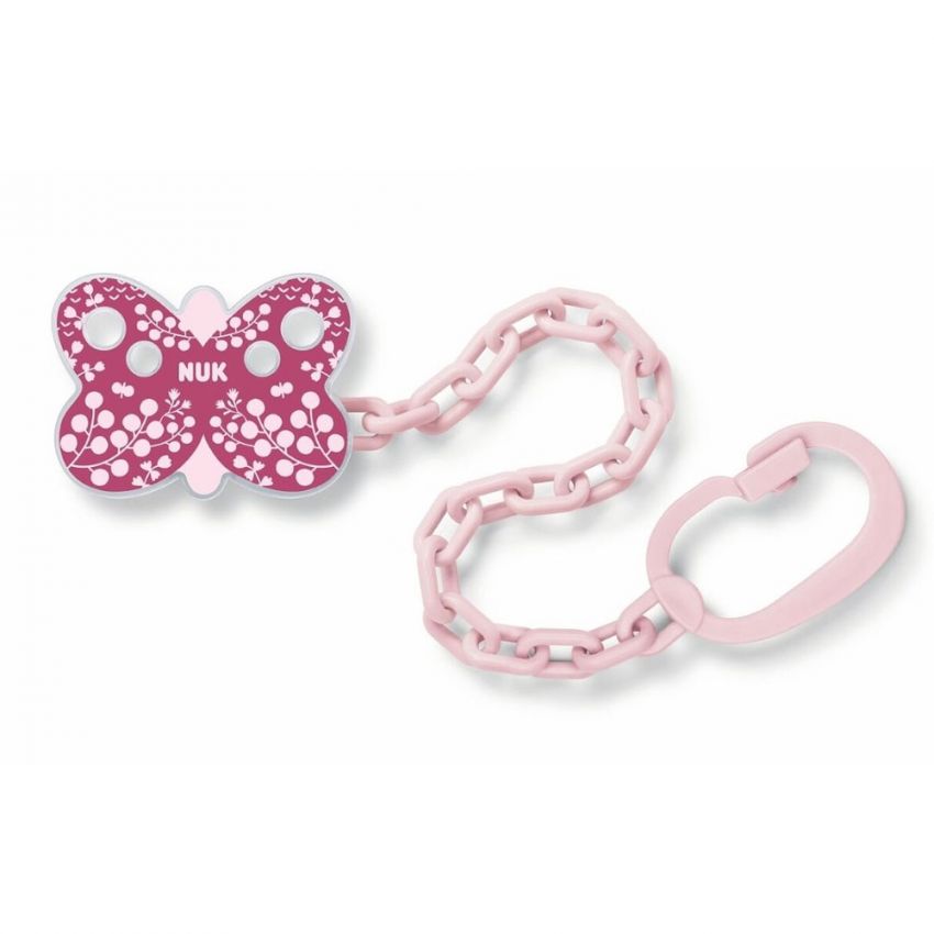 PRENDEDOR DE CHUPETA NUK BORBOLETA ROSA