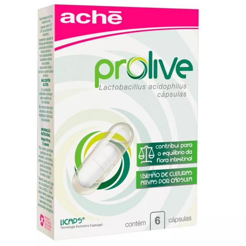 PROLIVE LACTOBACILLUS ACIDOPHILUS COM 6 CÁPSULAS