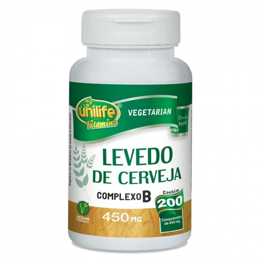 LEVEDO DE CERVEJA 450 MG COM 200 COMPRIMIDOS UNILIFE