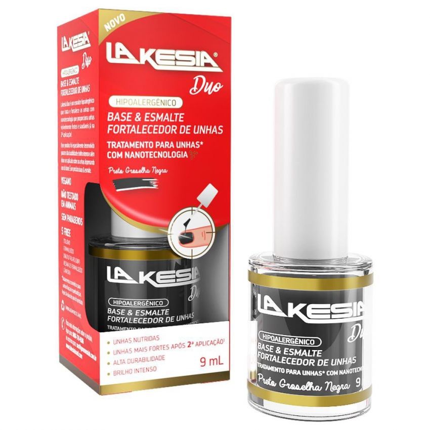 ESMALTE LAKESIA DUO PRETO GROSELHA NEGRA 9ML