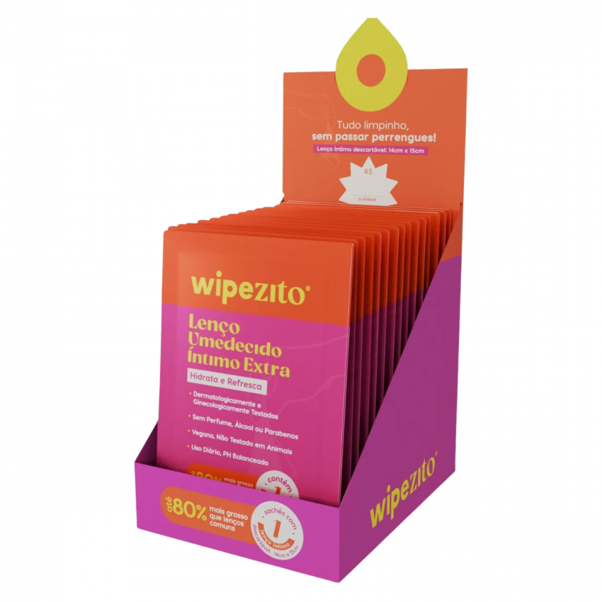 WIPIZITO LENÇO UMEDECIDO INTIMO EXTRA COM 1 UNI CX C/15