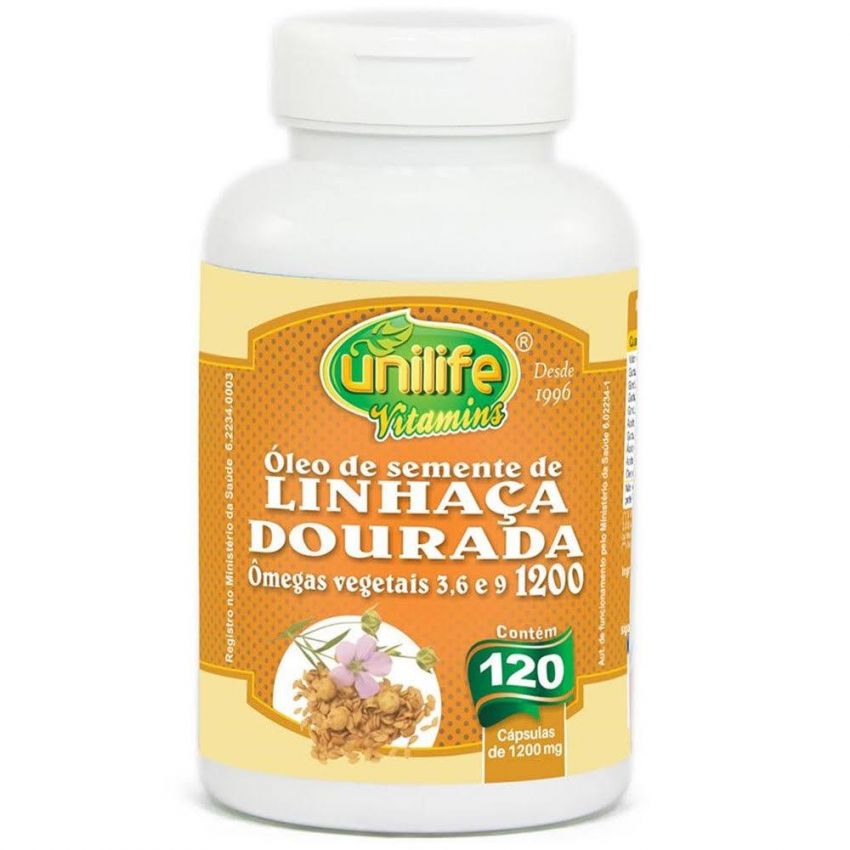 OLEO DE LINHACA DOURADA 1200 MG COM 120 CAPSULAS UNILIFE