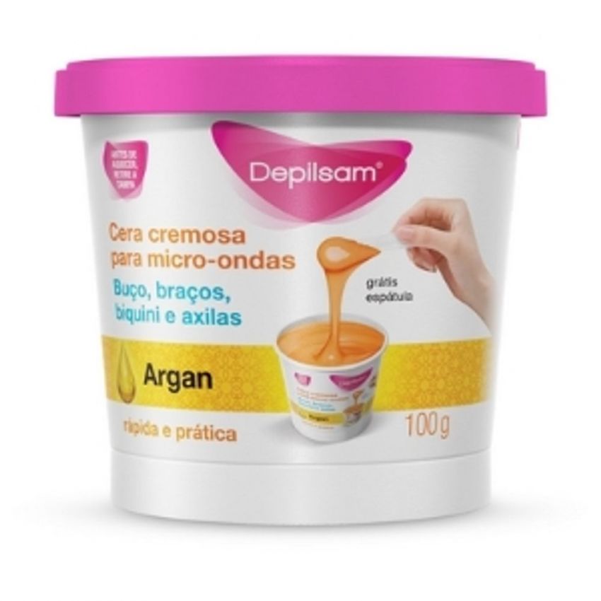 CERA DEPILATÓRIA DEPILSAM ARGAN CREMOSA DE MICRO-ONDAS 100G