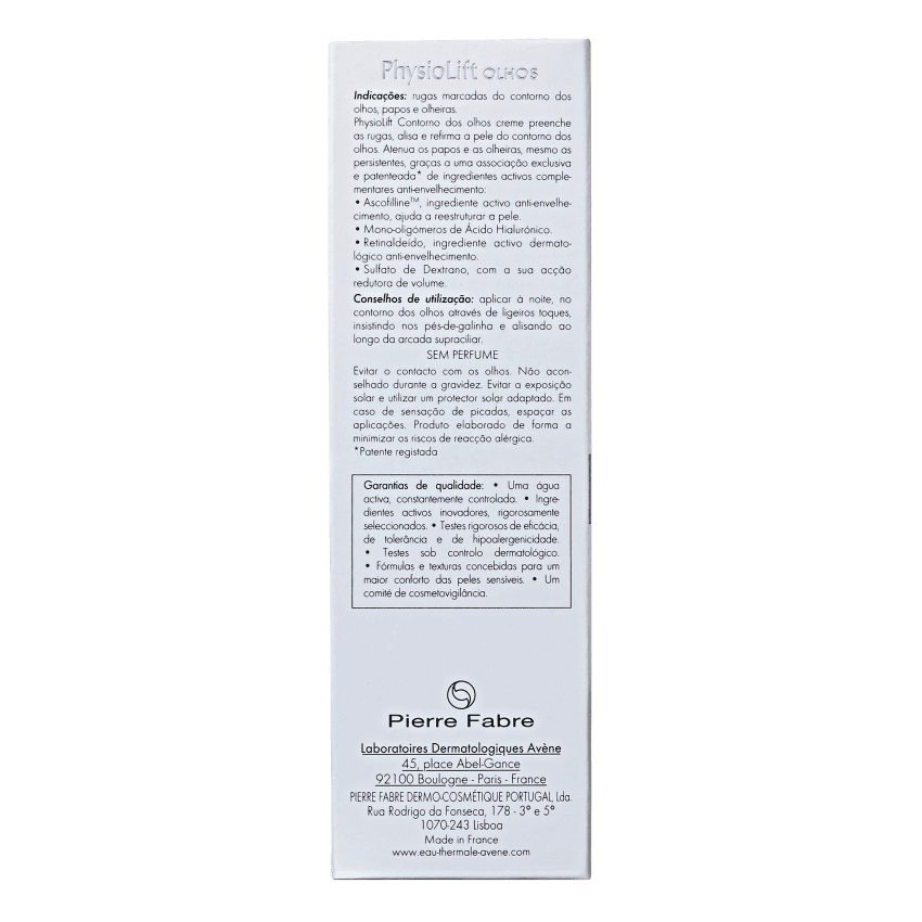AVÉNE PHYSIOLIFT EYES- CREME ANTI-IDADE NOTURNO 15ML