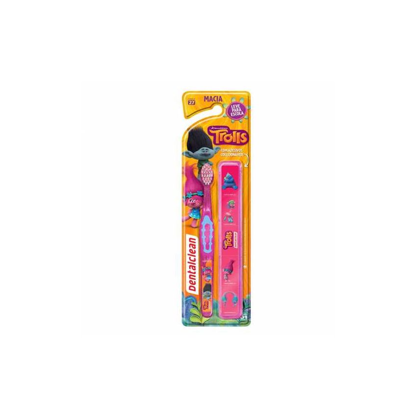 ESCOVA DENTAL INFANTIL DENTALCLEAN TROLLS COM CAPA