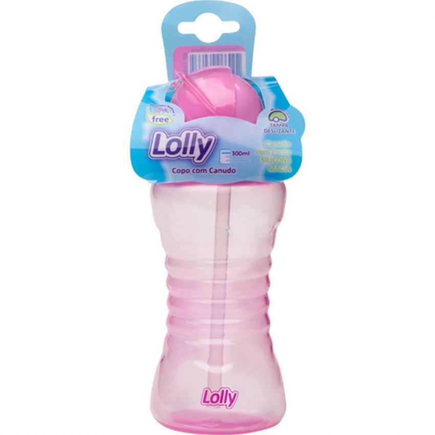 COPO DE TREINAMENTO LOLLY CLEAN COM CANUDO ROSA 300ML