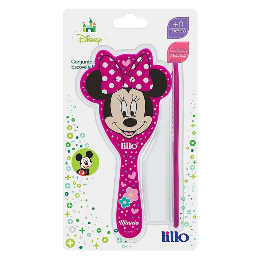 CONJUNTO LILLO ESCOVA E PENTE DISNEY ROSA UNIDADE