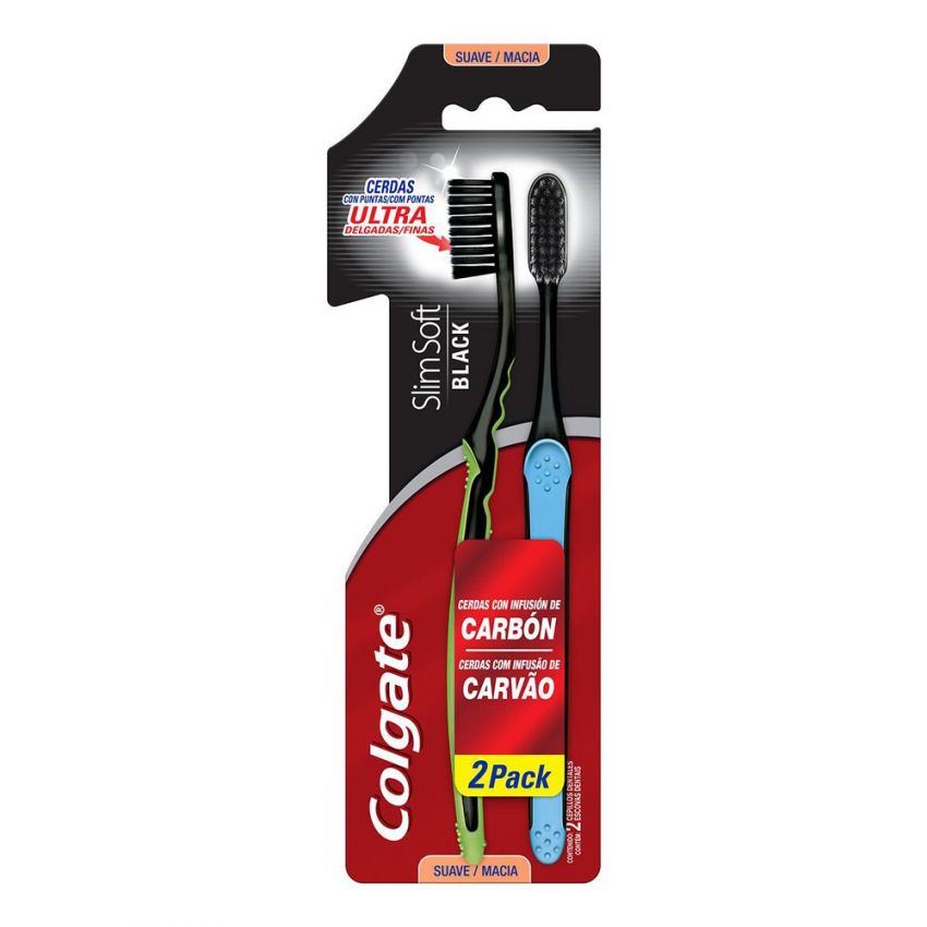 ESCOVA DENTAL COLGATE SLIM SOFT BLACK 2 UNIDADES