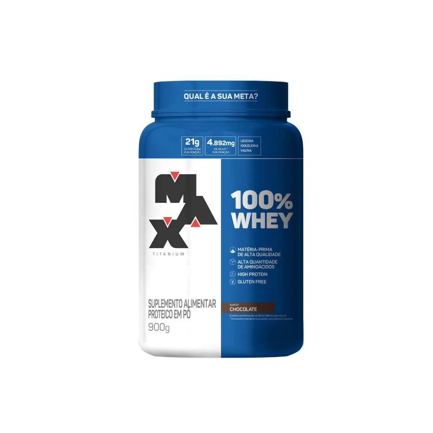 100% WHEY MAX TITANIUM CHOCOLATE, POTE COM 900G