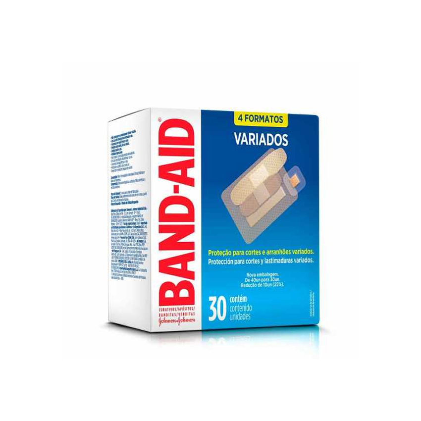 CURATIVO BAND-AID VARIADOS COM 30 UNIDADES