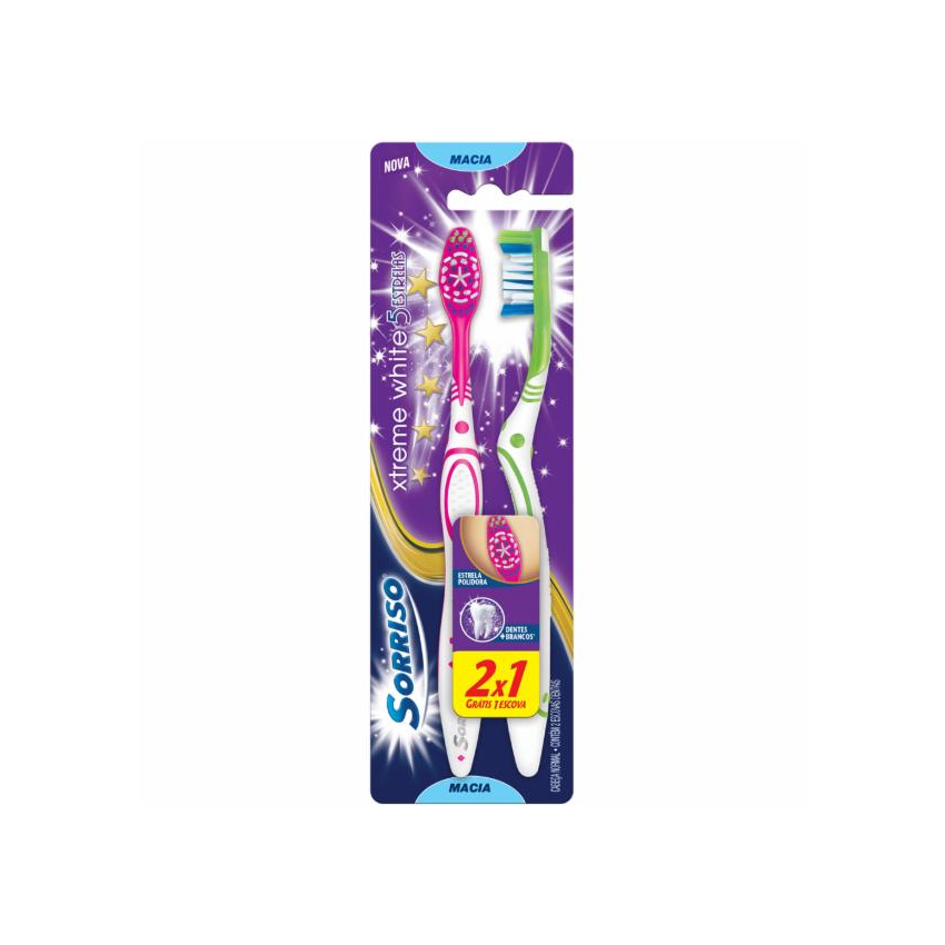 ESCOVA DENTAL SORRISO XTREME WHITE 5 ESTRELAS 2 UNIDADES