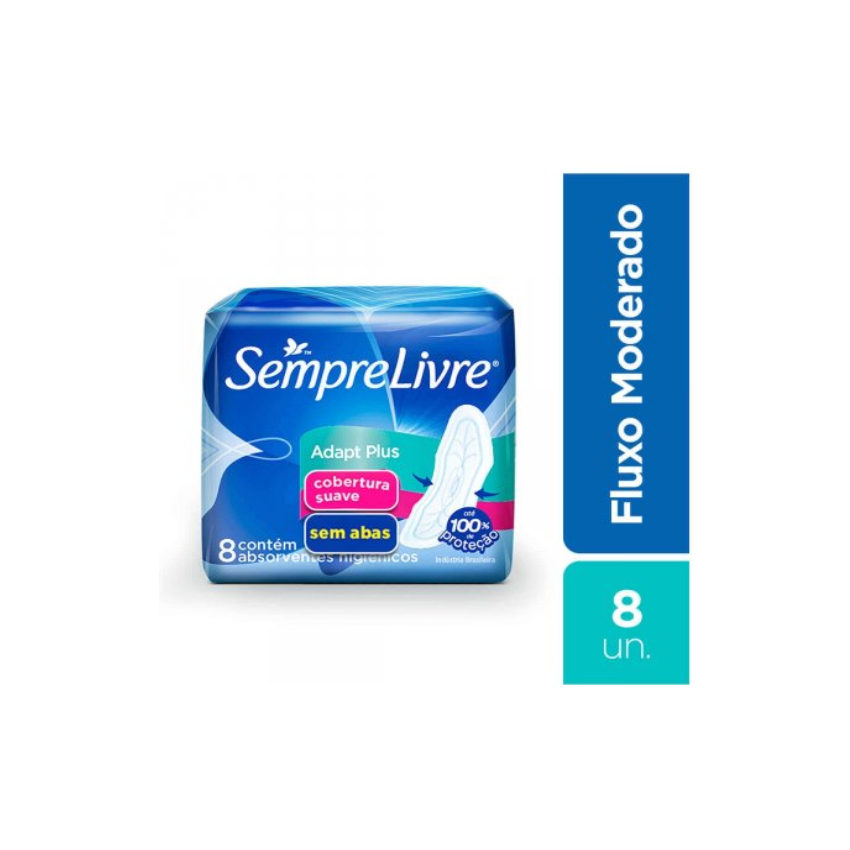 ABSORVENTE SEMPRE LIVRE SUAVE ADAPT SEM ABAS COM 8 UNI