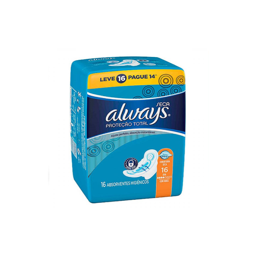 ABSORVENTE ALWAYS SECA MAXI PROTEÇÃO COM ABAS COM 16 UNI