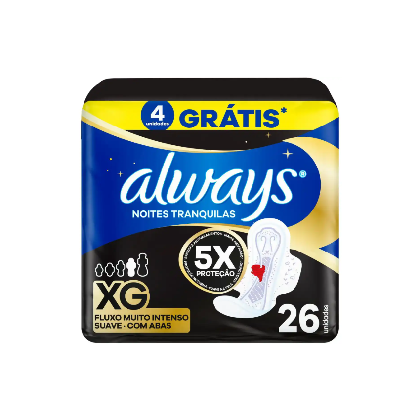 ABSORVENTE HIGIENICO ALWAYS NOTURNO XG SUAVE C/ABA L26P22UN