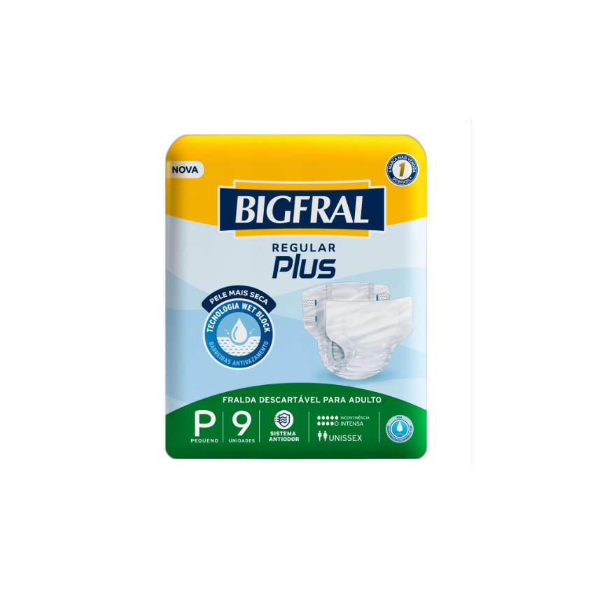 FRALDA GERIATRICA BIGFRAL PLUS REGULAR P COM 9 UNIDADES