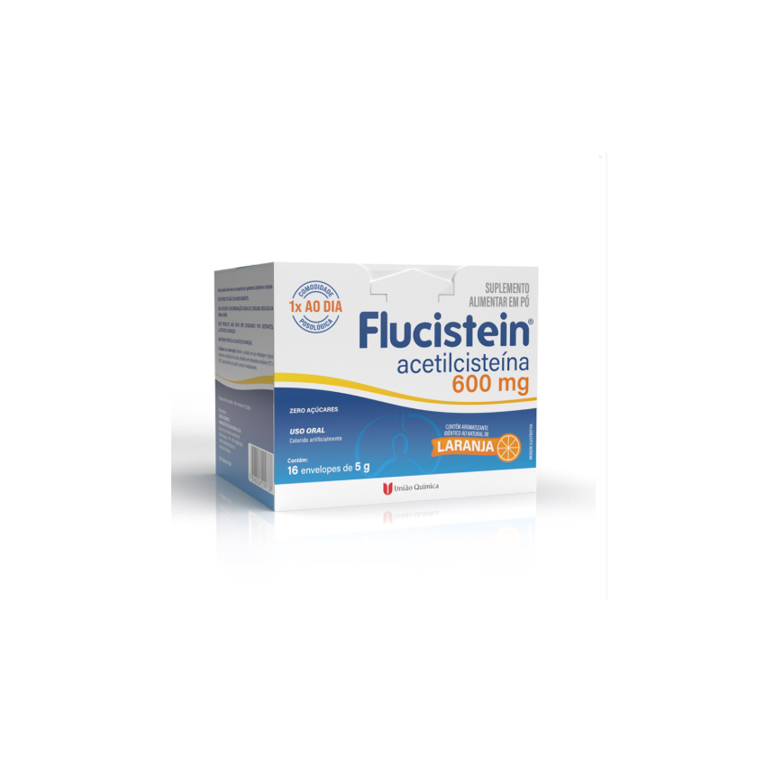 FLUCISTEIN 600MG COM 16 SACHES DE 5G SABOR LARANJA