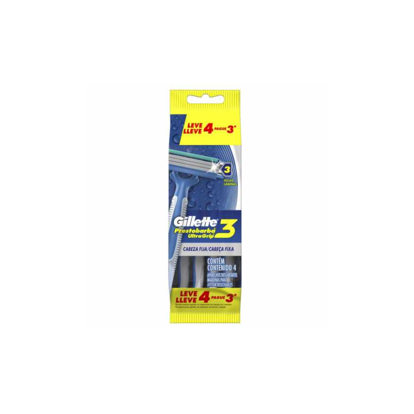 APARELHO PRESTOBARBA ULTRAGRIP LEVE 4 PAGUE 3 MASCULINO