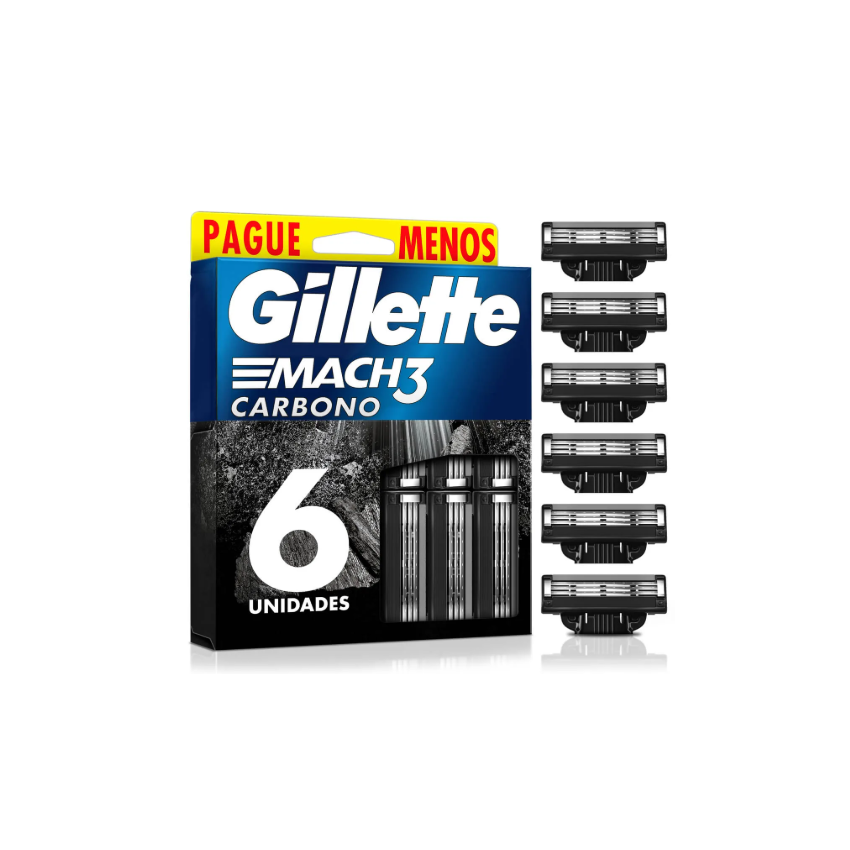 CARGA BARBEAR GILLETTE MACH3 CARBONO 6 UND