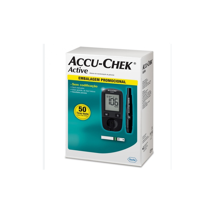 ACCU CHEK ACTIVE APARELHO MAIS 50 TIRAS