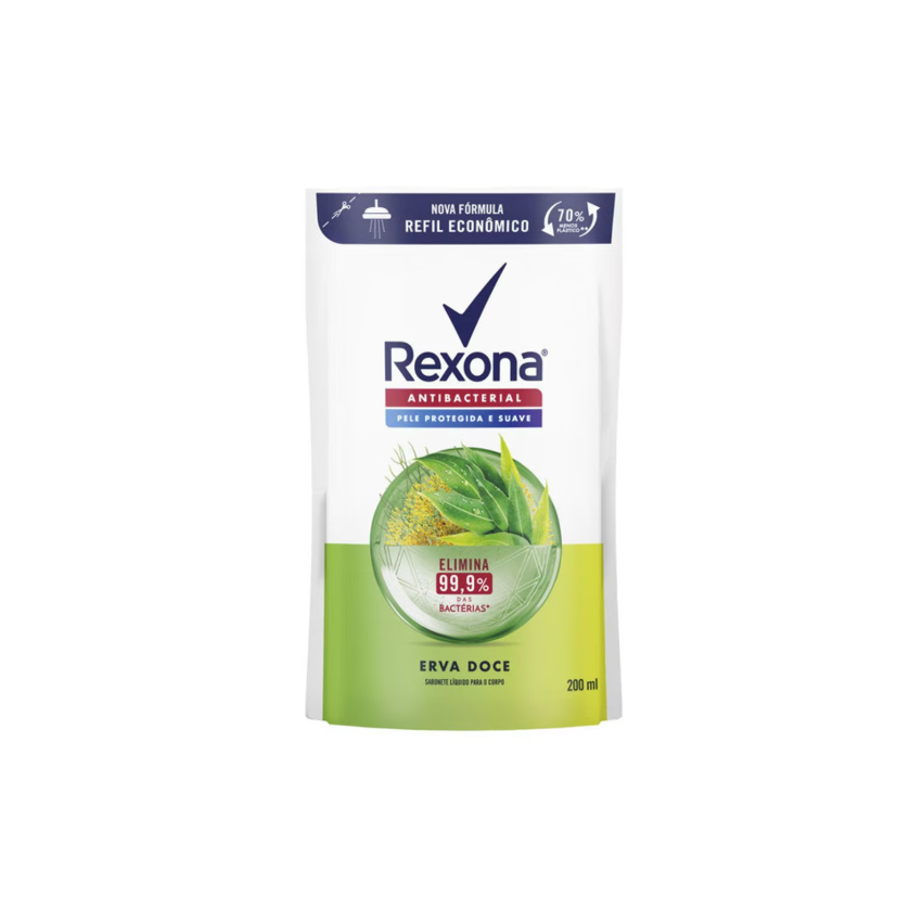 SABONETE LIQUIDO REXONA 200ML REFIL ANTIBACTERIANO ERVA DOCE