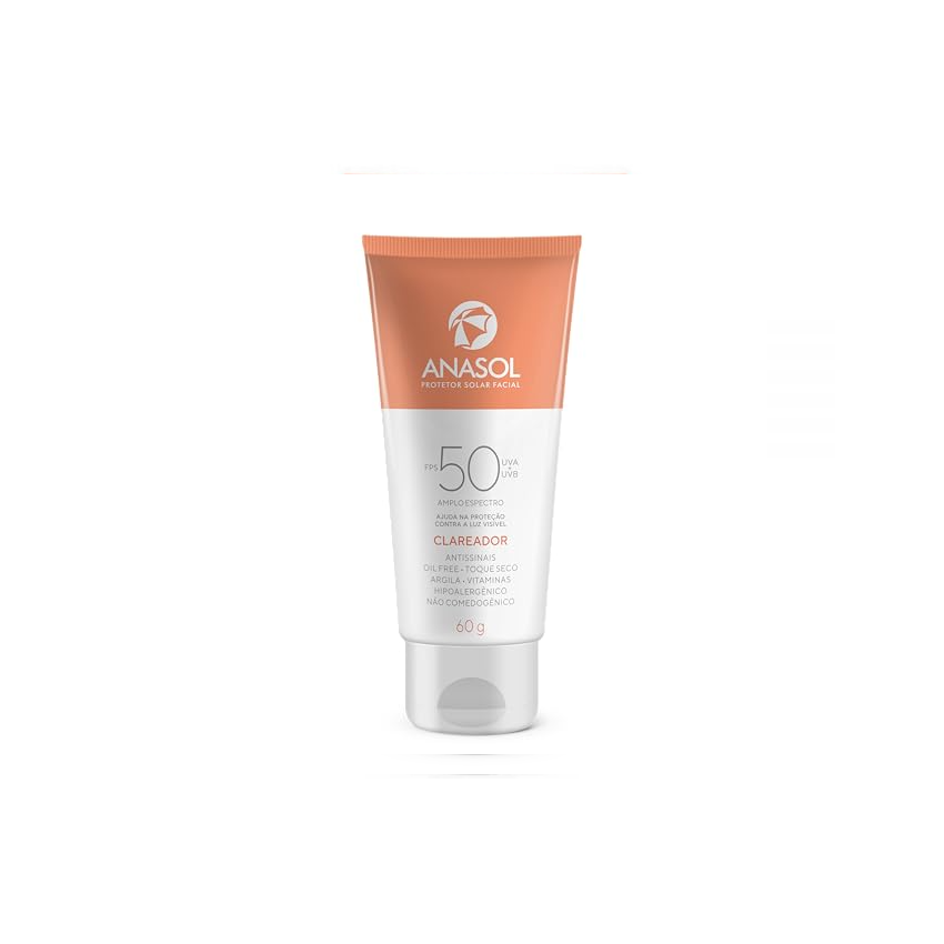 PROTETOR SOLAR FACIAL ANASOL CLAREADOR FPS50 COM 60 GRAMAS