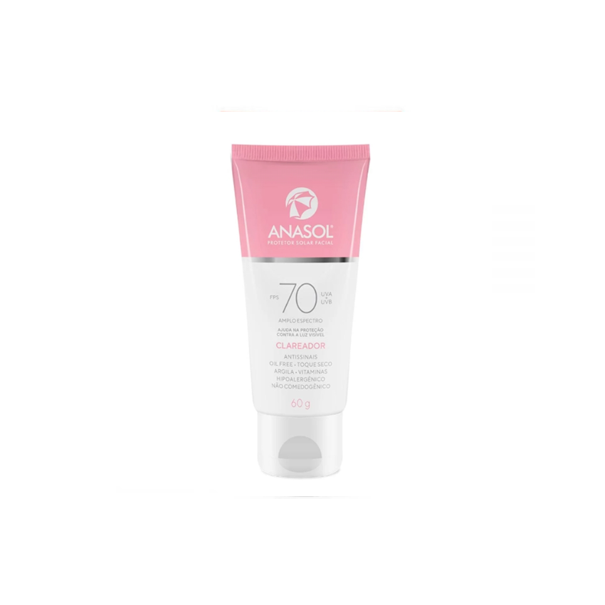 PROTETOR SOLAR FACIAL ANASOL CLAREADOR FPS70 COM 60 GRAMAS