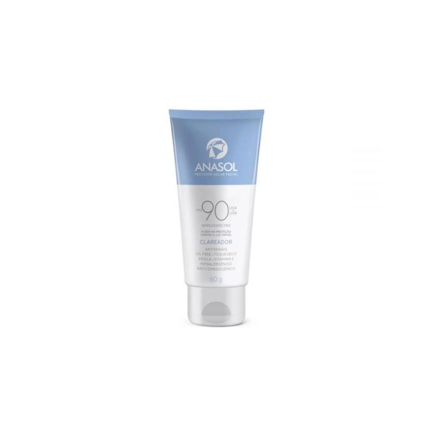 PROTETOR SOLAR FACIAL ANASOL CLAREADOR FPS90 COM 60 GRAMAS